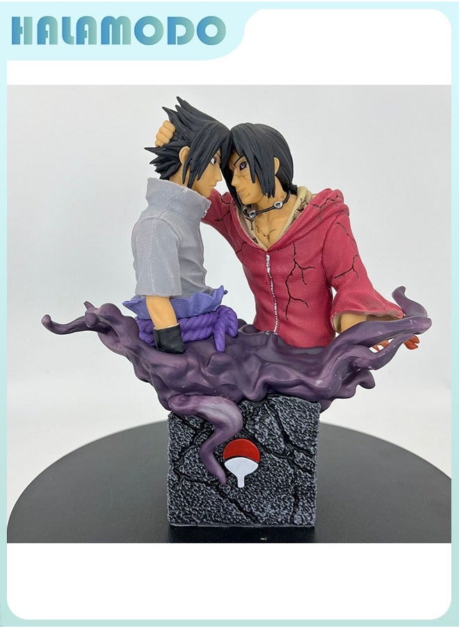HALAMODO Naruto Uchiha Sasuke and Itachi's Reconciliation Bust, 17.5 cm Anime Figure Model Decoration Gift  - Image 1