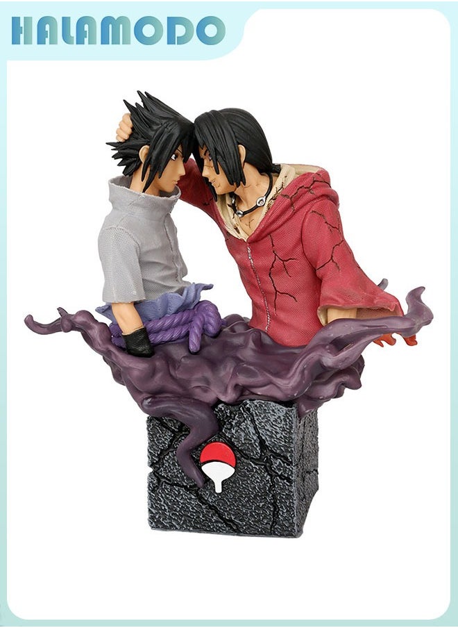 HALAMODO Naruto Uchiha Sasuke and Itachi's Reconciliation Bust, 17.5 cm Anime Figure Model Decoration Gift  - Image 2