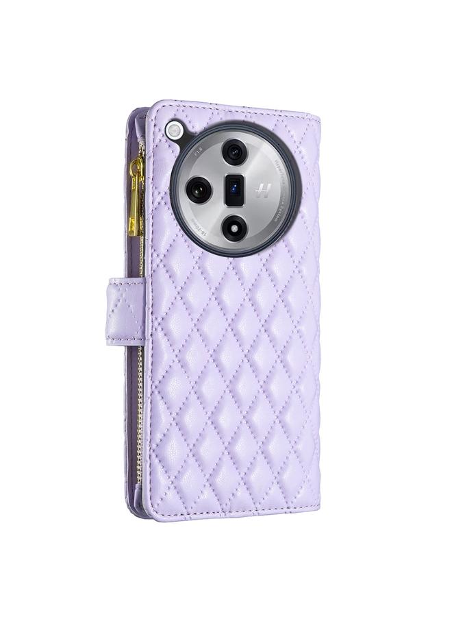 S-TOP Case For OPPO Find X7 Ultra Diamond Lattice Zipper Wallet Leather Flip Phone Case - Image 4
