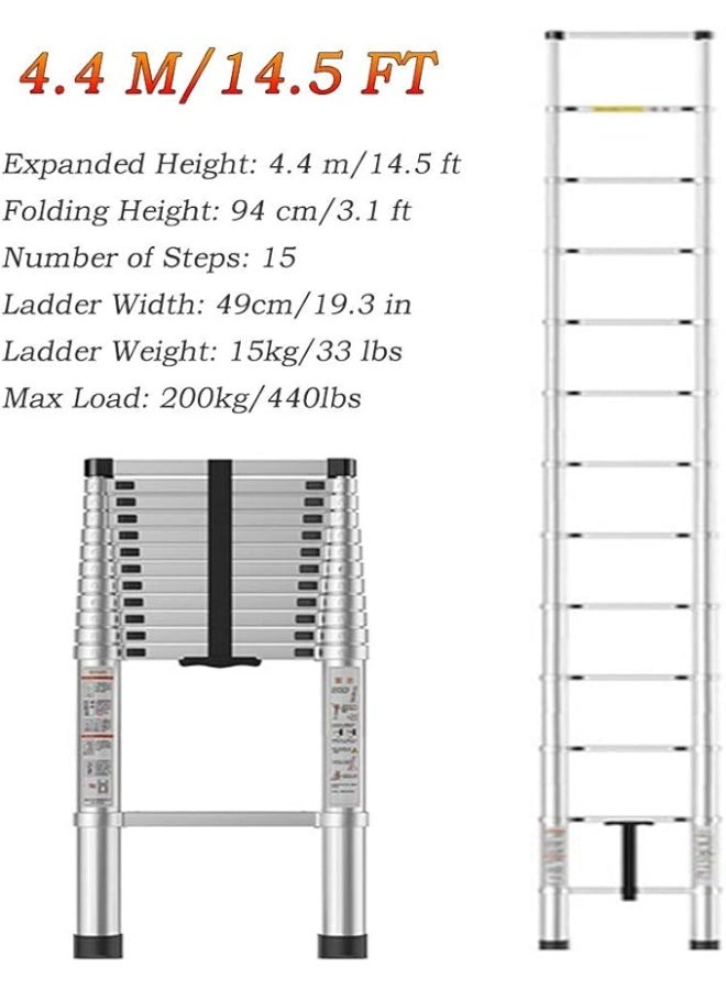 Aluminum Telescopic Ladder – Foldable Extension Ladder for Outdoor Construction & Roofing – 4.4M (14.5 ft) - Image 2