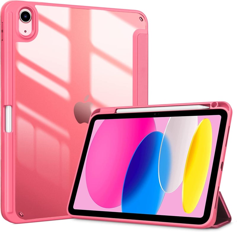 Procases For Ipad A16 11Th Generation 11 Inch 2025/10Th Generation 10.9 Inch 2022 Case With Pencil Holder, Hybrid Ipad 11 10 Case With Clear Back, Supports Auto Wake/Sleep -Pink - Image 1