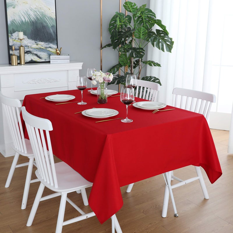 FOLINS&HOME FOLINS&HOME Red Square Tablecloth 54 x 54 Wrinkle Free Waterproof Polyester Table Cloths, Spillproof Heavy Duty and  - Image 1