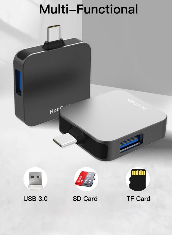 Hot Cats SD Card Reader USB 3.0 USB C OTG Triple Slot for UHS-I Micro SD SD SDXC SDHC Micro SDXC Micro SDHC MMC, Compatible for Computer and Mobile Phone, Mini Portable Card Reader, Black  - Image 3