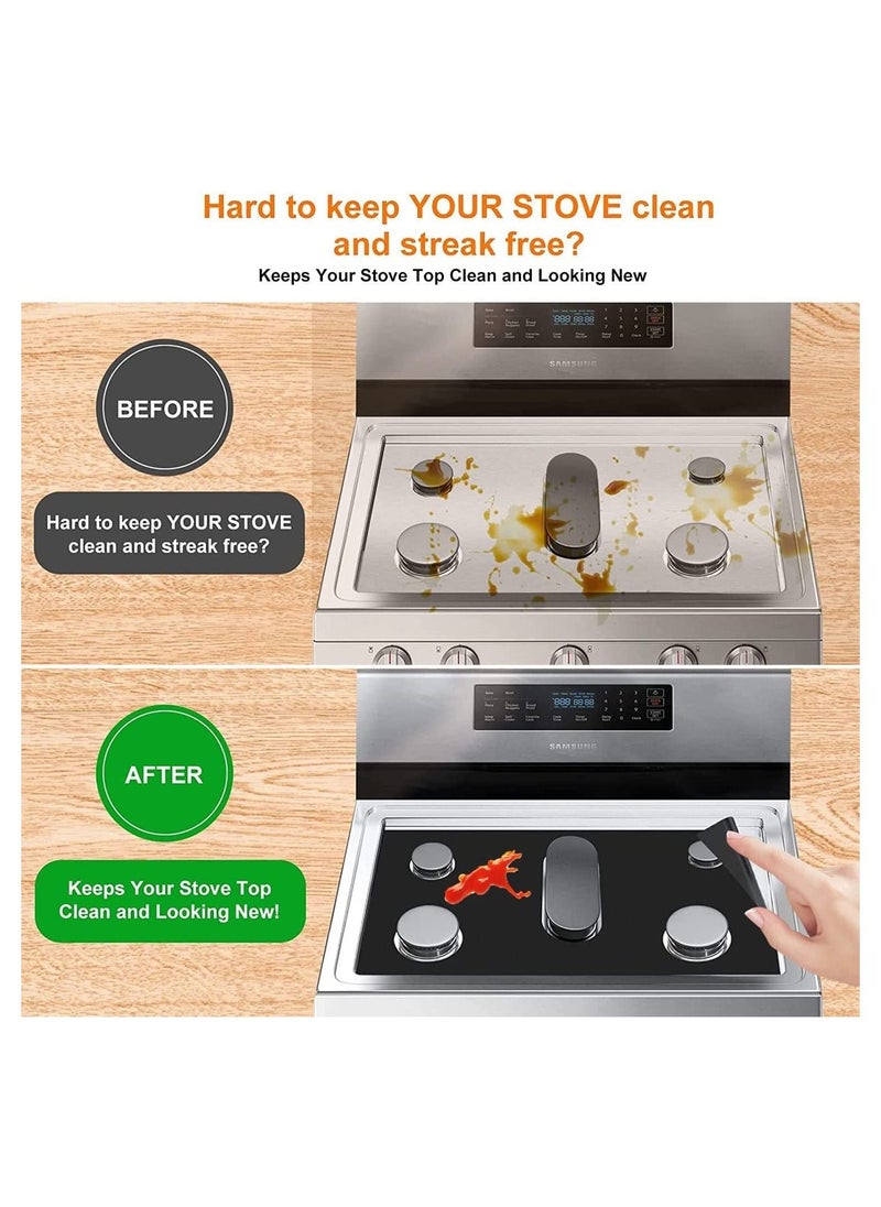 SYOSI Stove Burner Covers for Samsung Gas Range, Non-Stick Reusable Gas Stove Liners, Easy to Clean, Washable Stove Top Heat Resistant Pad, Double Thickness Stovetop Protector (0.4 mm Thick, Black)  - Image 4