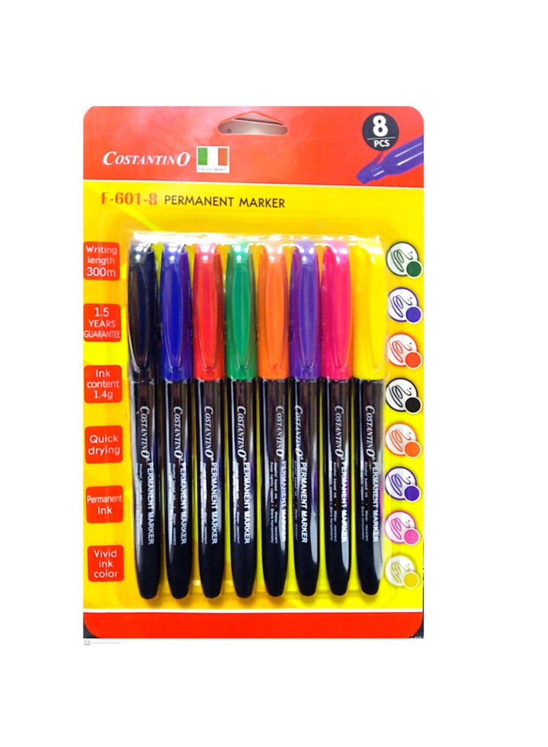Costantino Permanent Marker Sets Multicolor Pack Of 8 - Image 1
