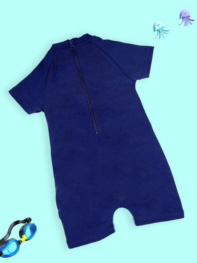 KiddoPanti Boys Printed Swimwear Bodysuit Swimsuit, Royal Blue - 1-2Y - Image 4