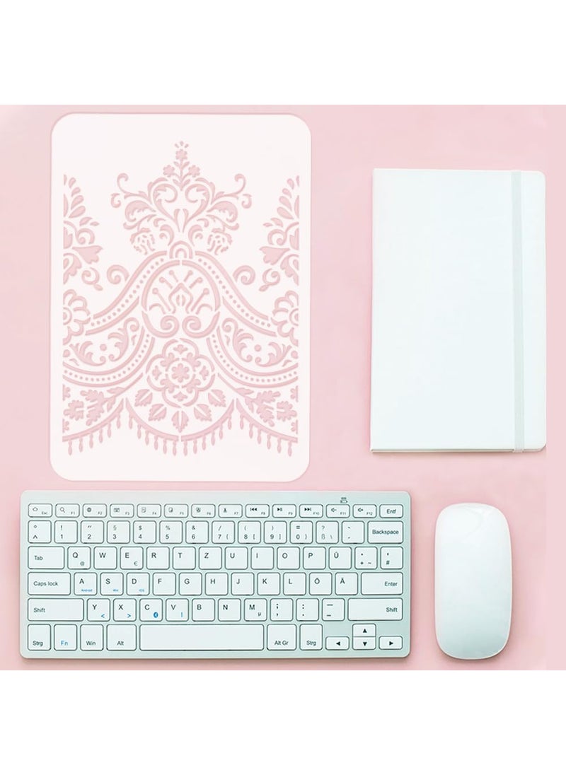FINGERINSPIRE FINGERINSPIRE Elegant Lace Painting Stencil 8.3x11.7inch Decorative Lace Pattern Template Reusable Flower Lace Border Stencil Plastic Lace Pattern Stencil for Painting on Wood Wall Fabric Furniture  - Image 3