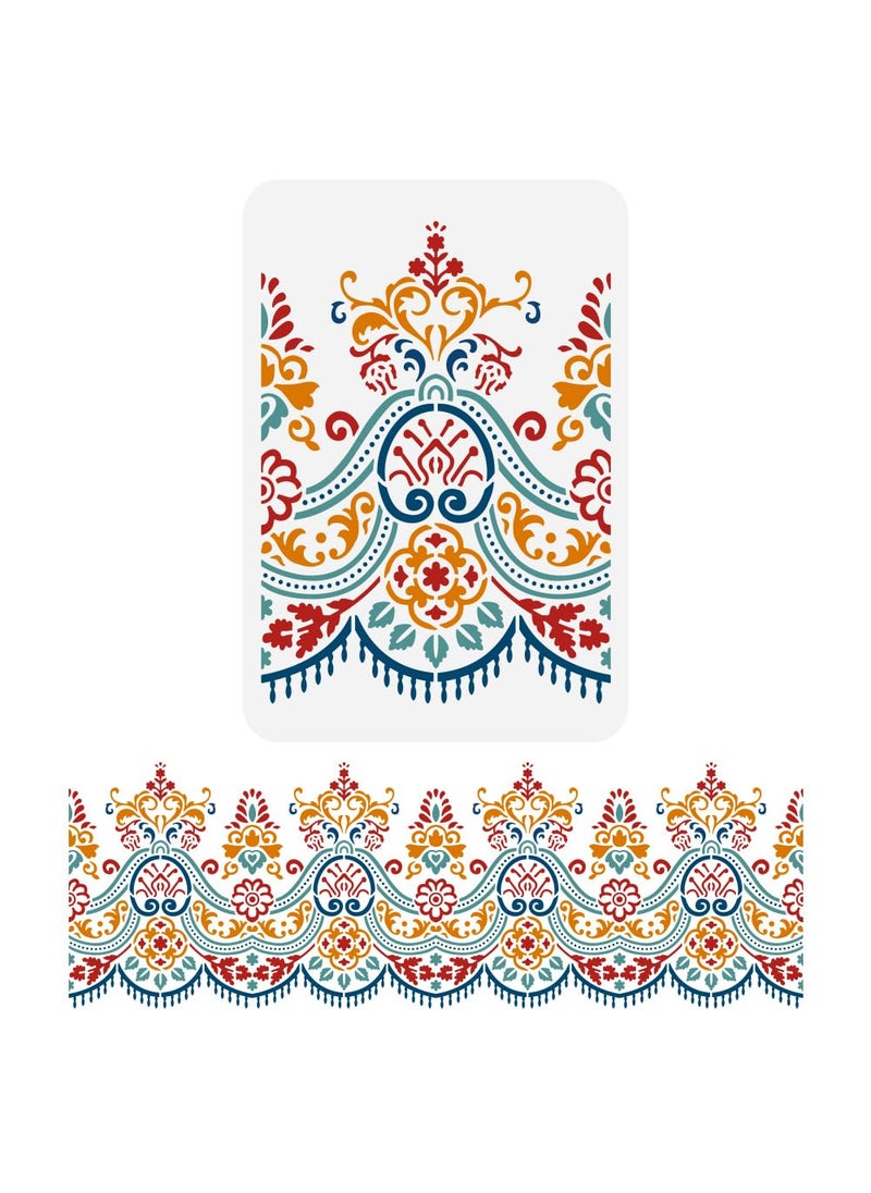 FINGERINSPIRE FINGERINSPIRE Elegant Lace Painting Stencil 8.3x11.7inch Decorative Lace Pattern Template Reusable Flower Lace Border Stencil Plastic Lace Pattern Stencil for Painting on Wood Wall Fabric Furniture  - Image 1