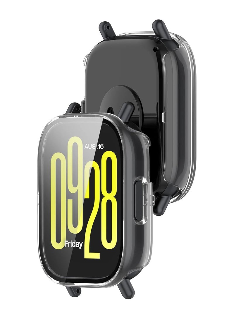 HablTech Protective Case Suitable for Redmi Watch 5 Active Case Hard PC Case with Tempered Glass Screen Protectors Full Protective Cover(Clear)  - Image 3