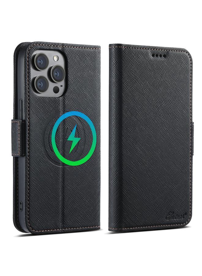 Suteni Case For iPhone 12 Pro Max J08 Multifunctional Cross Texture MagSafe Leather Phone Case - Image 1