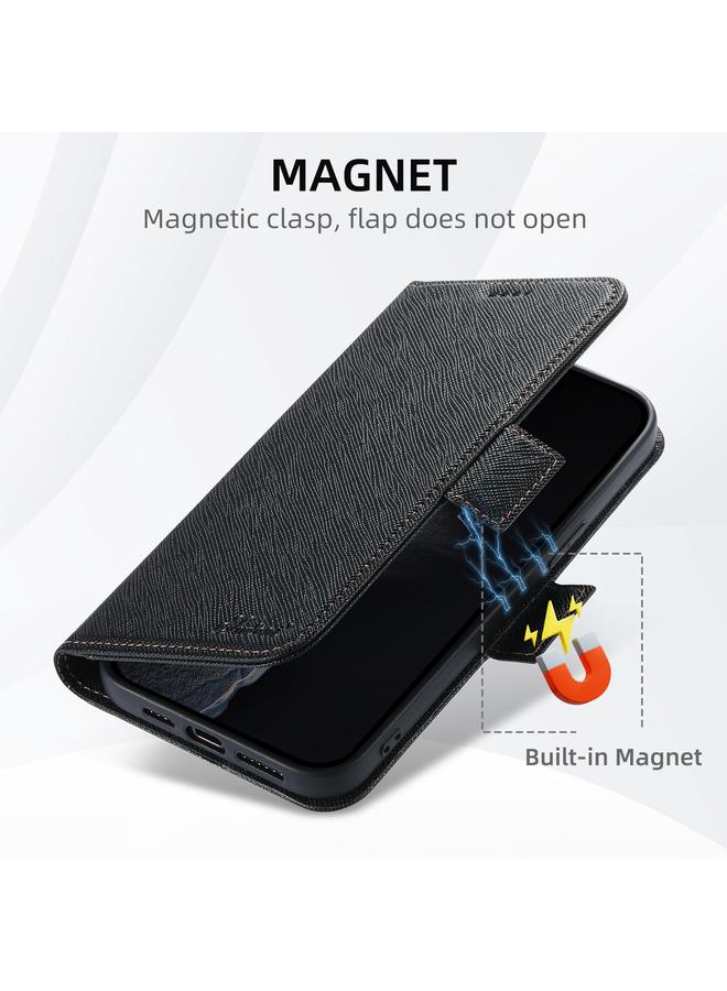 Suteni Case For iPhone 12 Pro Max J08 Multifunctional Cross Texture MagSafe Leather Phone Case - Image 2