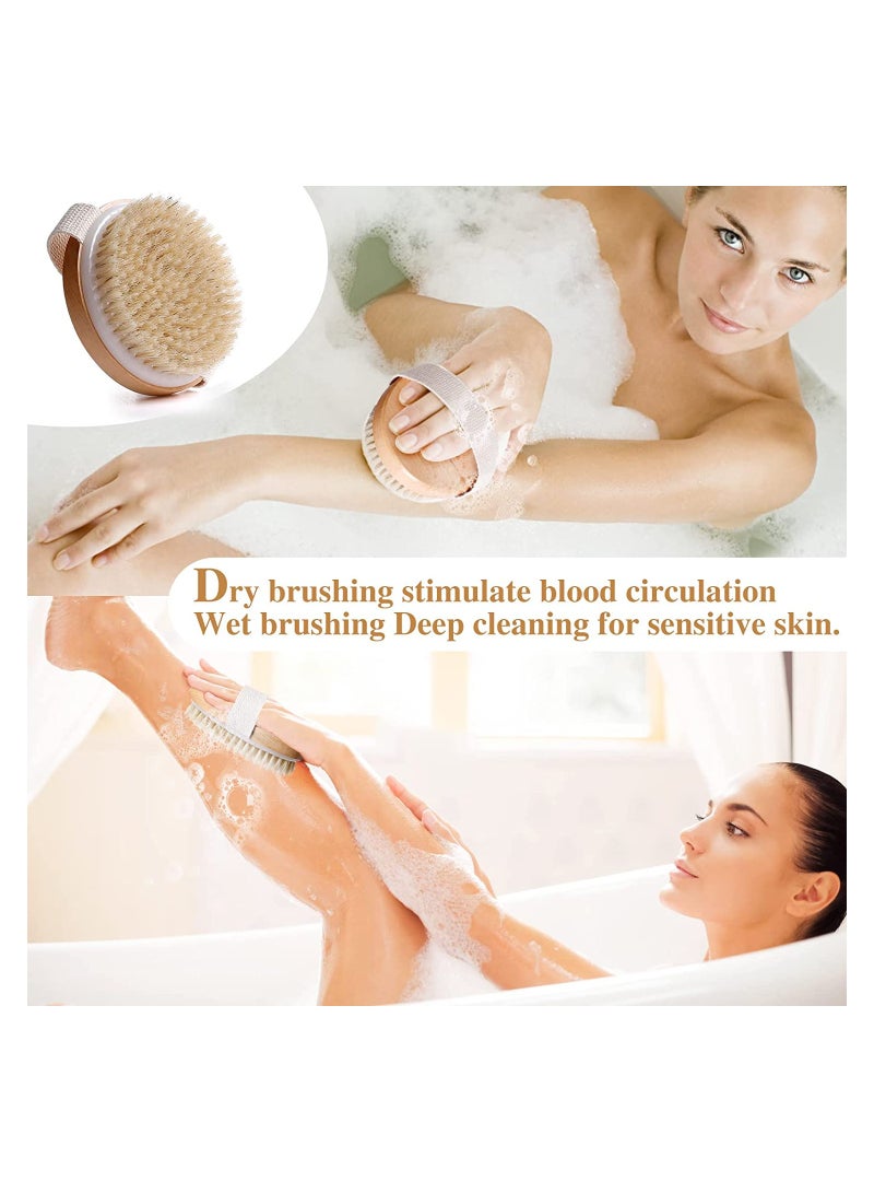ORiTi Dry Brushing Body Brush for Lymphatic Drainage Cellulite, Bath Body Wash Brush for Cleansing and Exfoliating Showering Natural Wood - Image 5