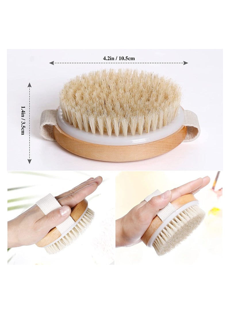 ORiTi Dry Brushing Body Brush for Lymphatic Drainage Cellulite, Bath Body Wash Brush for Cleansing and Exfoliating Showering Natural Wood - Image 3