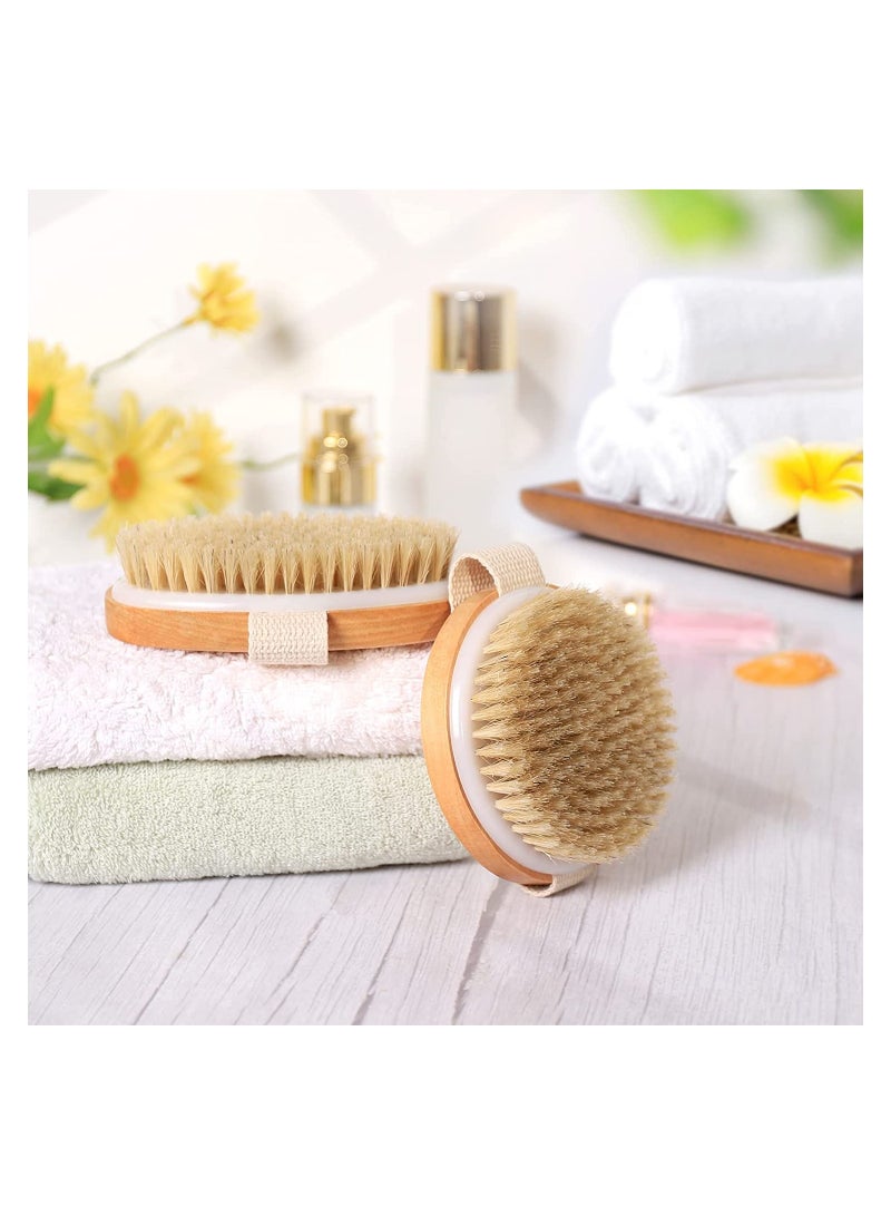 ORiTi Dry Brushing Body Brush for Lymphatic Drainage Cellulite, Bath Body Wash Brush for Cleansing and Exfoliating Showering Natural Wood - Image 4