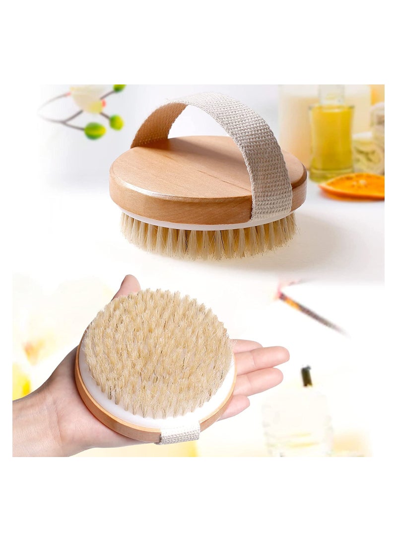 ORiTi Dry Brushing Body Brush for Lymphatic Drainage Cellulite, Bath Body Wash Brush for Cleansing and Exfoliating Showering Natural Wood - Image 2