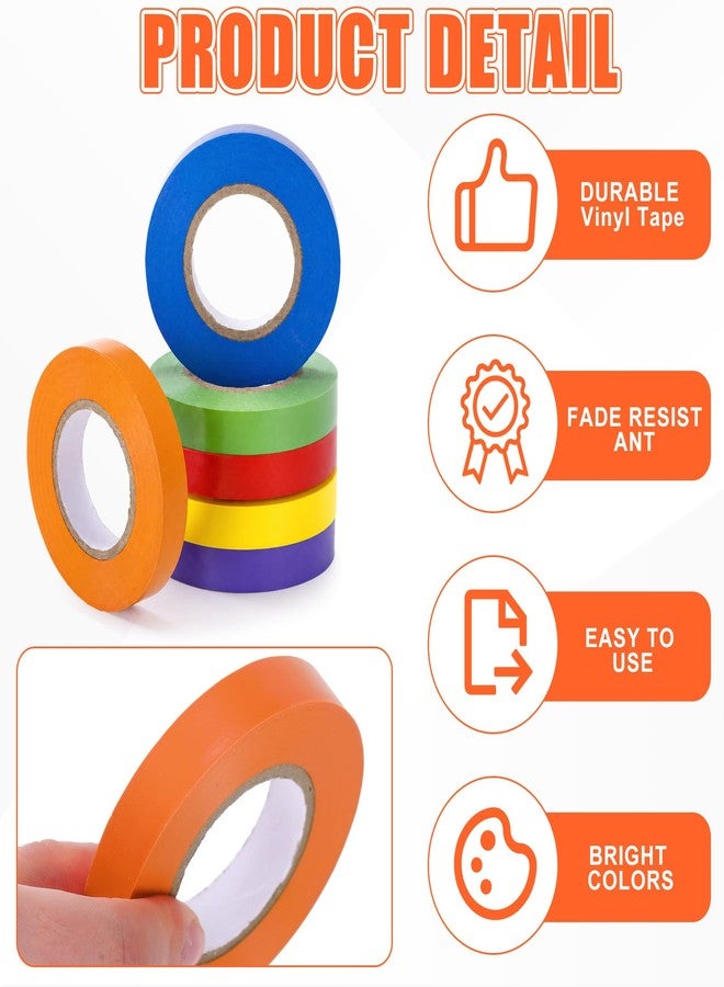 Glenmal 6 Colors 60 Yards x 0.5 Inch Gym Floor Vinyl Tape Colored Floor Marking Tape Outdoor Court Playing Field Marking Equipment for Social Distancing Gyms, Athletics, Classroom Supplies(18 Roll) - Image 4
