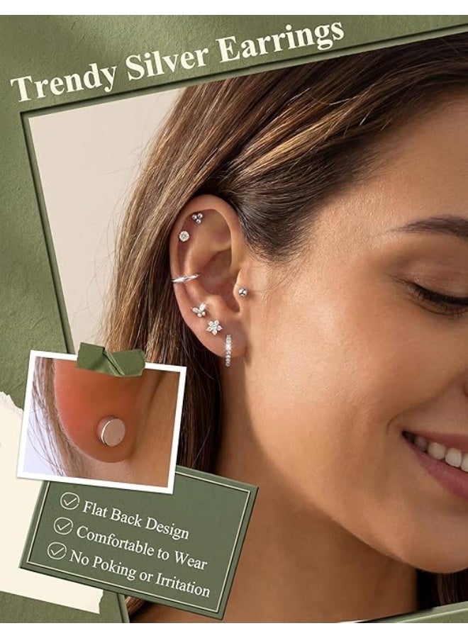 New 12 pairs of earrings, suitable for sensitive ears, made of hypoallergenic medical steel, 14K gold, flat bottom design, suitable for both men and women, small stainless steel earrings, ear bone set, suitable for various ear holes - Image 3