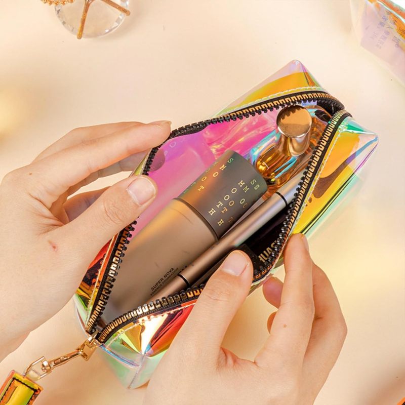 Holographic Makeup Bag 8-Piece Set 7.3 X 3.7 X 2.8 Inches High Capacity - Premium Durable TPU Construction Holographic Travel Bag for Travel Daily Use Festival Essentials Gifts For Her - Image 5