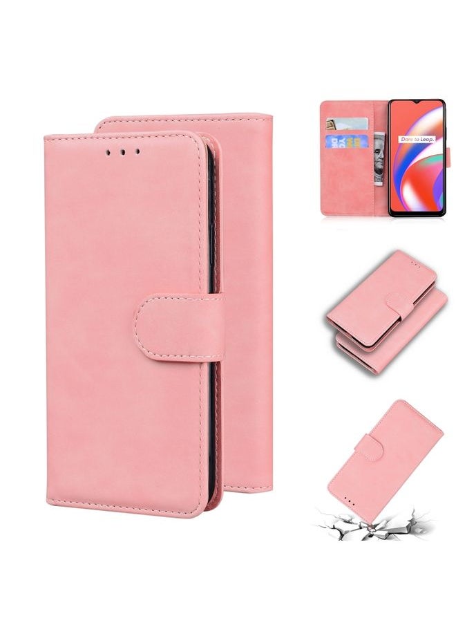 HuHa Case Cover For Realme C12/Realme Narzo 20 Skin Feel Pure Color Flip Leather Phone Case Pink 