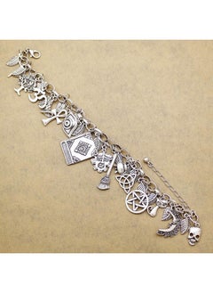 RechicGu Vintage Silver Mythology Fairytale Lucky Charms Cuff Bangle Bracelet Cross Leaf Moon Face Celtic Cat  - Image 3