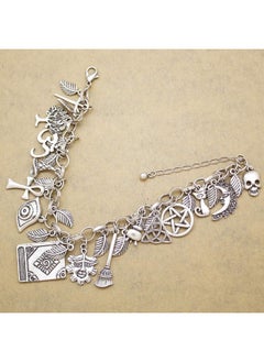 RechicGu Vintage Silver Mythology Fairytale Lucky Charms Cuff Bangle Bracelet Cross Leaf Moon Face Celtic Cat  - Image 2