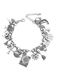 RechicGu Vintage Silver Mythology Fairytale Lucky Charms Cuff Bangle Bracelet Cross Leaf Moon Face Celtic Cat  - Image 1
