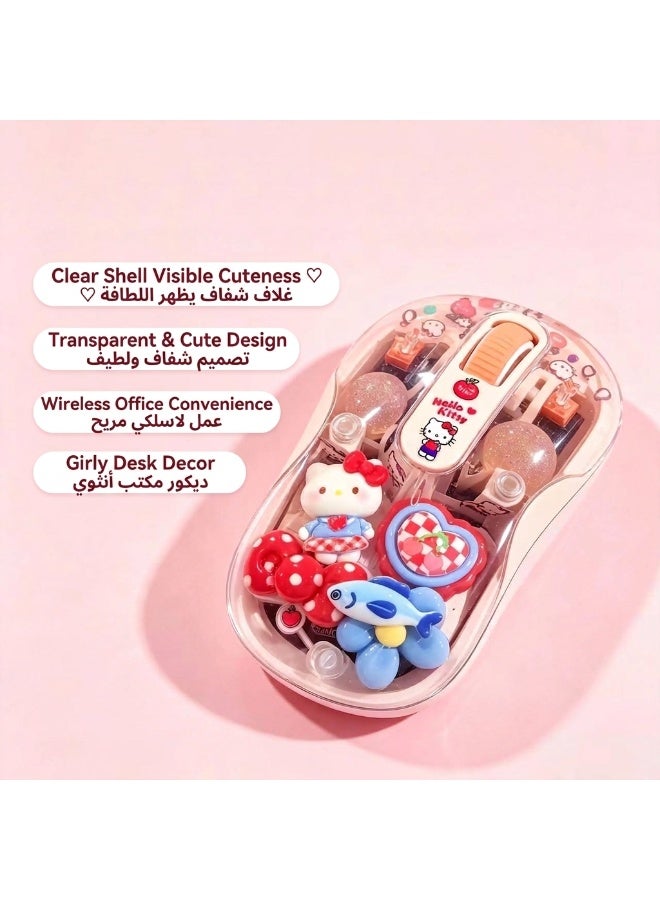 Hello Kitty DIY Cute Transparent Wireless Glowing Mouse, Lovely Handmade Resin Decor Computer Mouse, Girly Desktop Accessory Birthday Gift for Her - Image 5