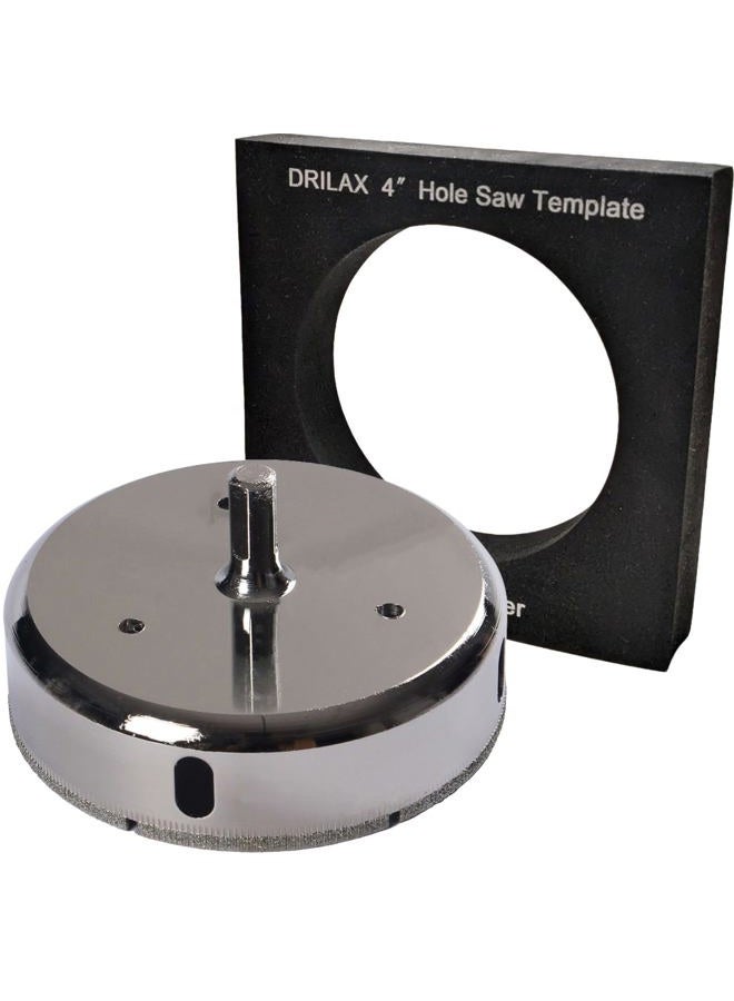 DRILAX 4 inch Diamond Hole Saw Drill Bit Glass Ceramic Porcelain Tiles, Marble Granite Quartz Drilling Shower Valve Hole Cutter Floor Wall Tiles Solid Steel Body Spins True Template Included - Image 1