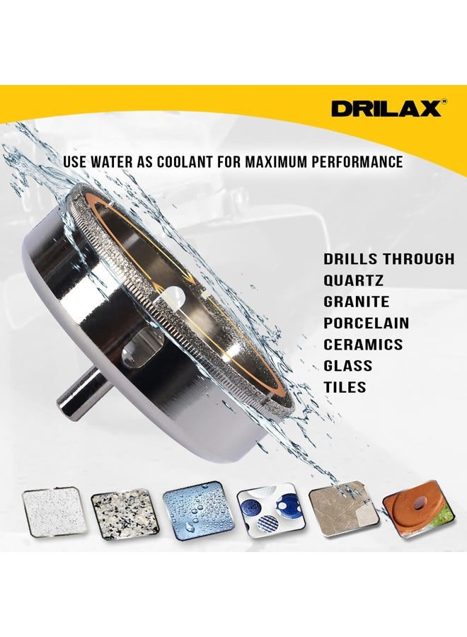 DRILAX 4 inch Diamond Hole Saw Drill Bit Glass Ceramic Porcelain Tiles, Marble Granite Quartz Drilling Shower Valve Hole Cutter Floor Wall Tiles Solid Steel Body Spins True Template Included - Image 4