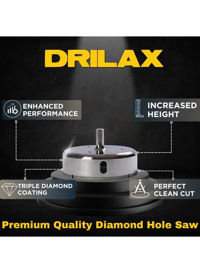 DRILAX 4 inch Diamond Hole Saw Drill Bit Glass Ceramic Porcelain Tiles, Marble Granite Quartz Drilling Shower Valve Hole Cutter Floor Wall Tiles Solid Steel Body Spins True Template Included - Image 3