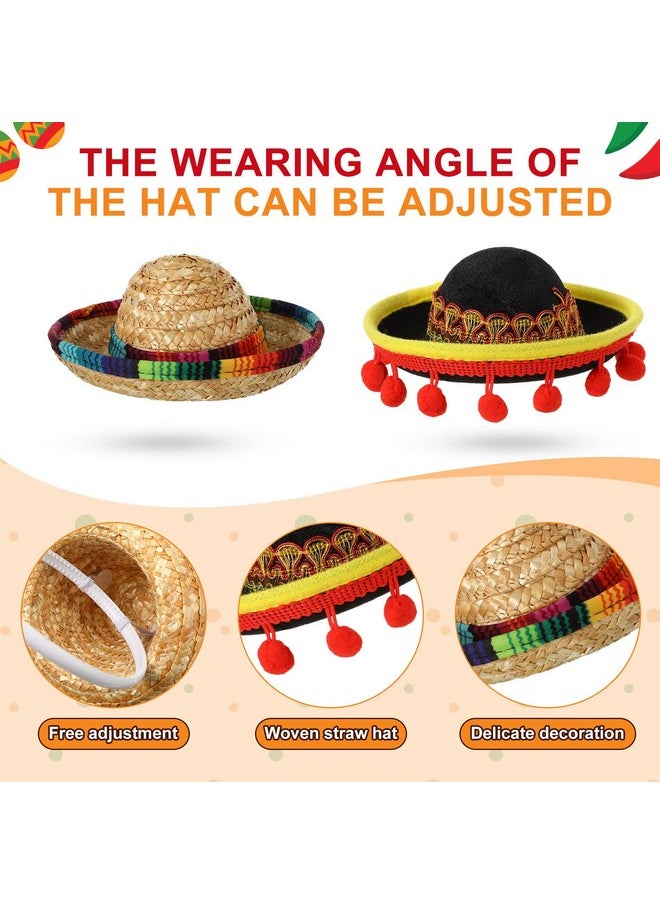 JaGely - 8 Pieces Cinco De Mayo Fiesta Serape Poncho And Sombrero Set 4 Pcs Hats With Rainbow Edge Colorful Mexican Festive Party Decorations For Event(Null) One Size - Image 1