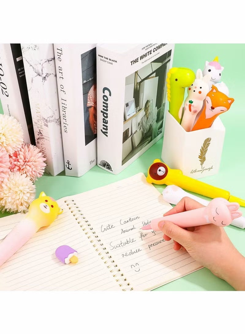 Cute Cartoon Pens, Black Ink, Animal and Fruit Shaped Stress-Relieving Pens for Kids, 9-Piece Cute School Supplies Pen Set, Suitable for Children, Fun Kids Gift (Random Styles Sent) - Image 5