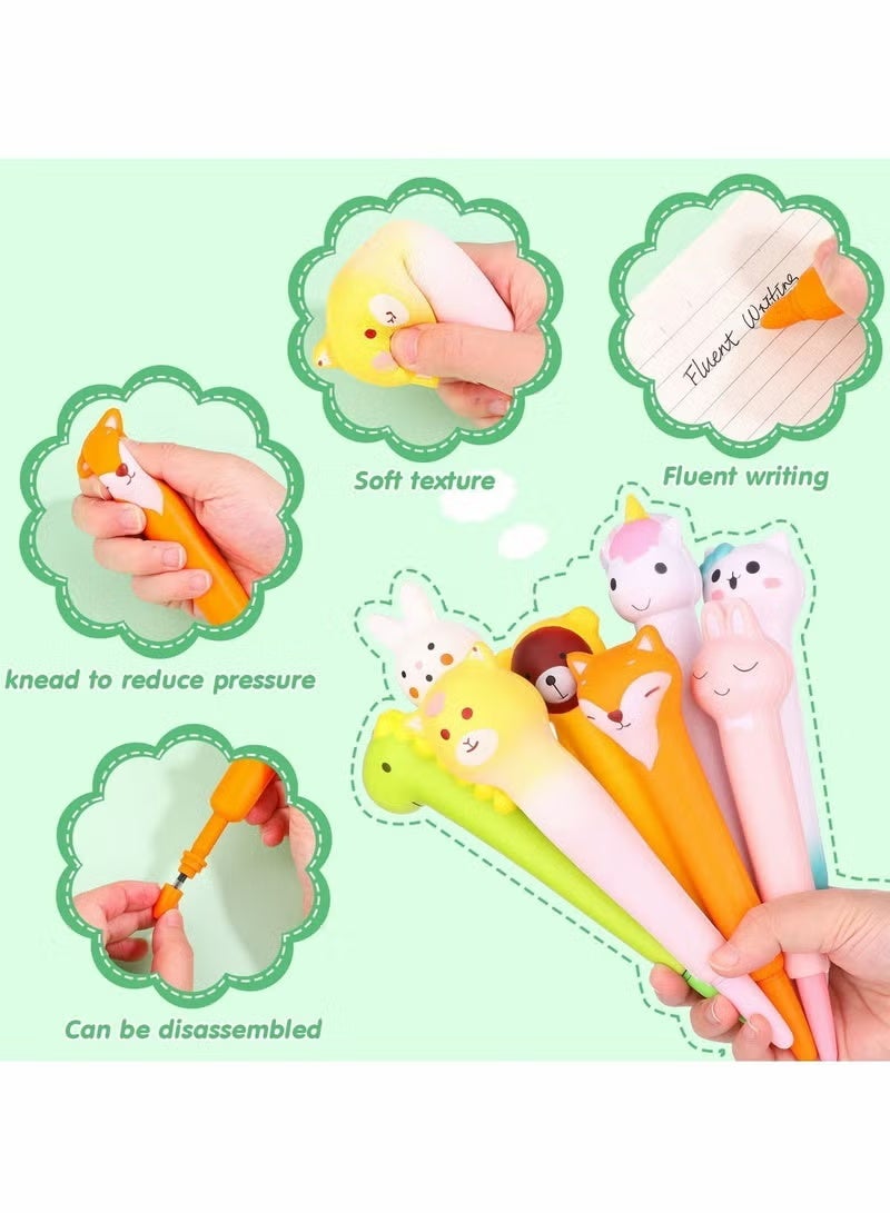 Cute Cartoon Pens, Black Ink, Animal and Fruit Shaped Stress-Relieving Pens for Kids, 9-Piece Cute School Supplies Pen Set, Suitable for Children, Fun Kids Gift (Random Styles Sent) - Image 2