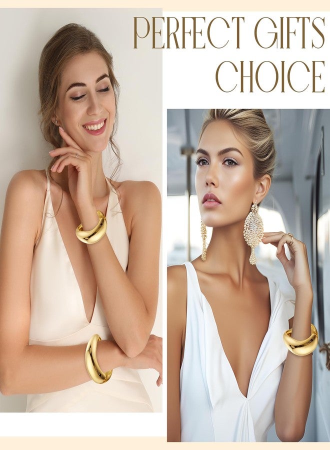 Tondiamo 2 Pcs Chunky Gold Bangle Bracelets for Women Hinged Big Wide Trendy Cuff Bracelet Fashion Jewelry Christmas Party Gifts(Drip Style) - Image 4