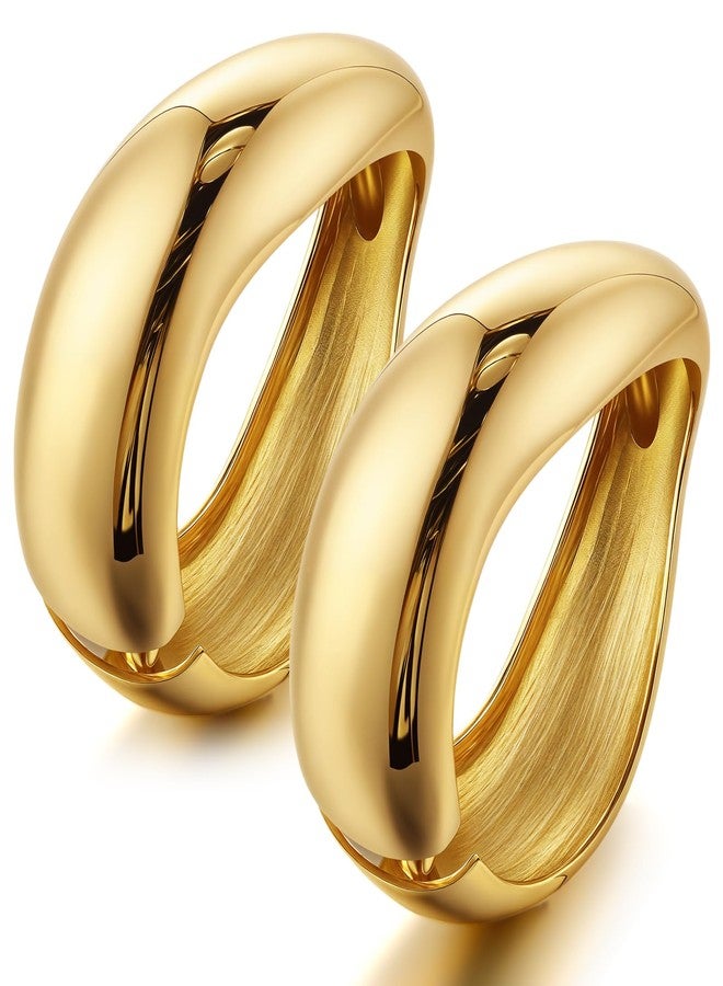 Tondiamo 2 Pcs Chunky Gold Bangle Bracelets for Women Hinged Big Wide Trendy Cuff Bracelet Fashion Jewelry Christmas Party Gifts(Drip Style) - Image 1