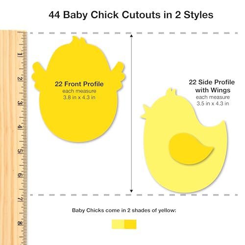 FreshCut Crafts 130 Pieces Eggs, Baby Chicks & Bunny Punch Out Paper Cutouts for Easter Decorations, 2-Sided US Made Card Stock cutouts for Easter Crafts, Spring Party, Bulletin Boards, Classroom Decor - Image 4