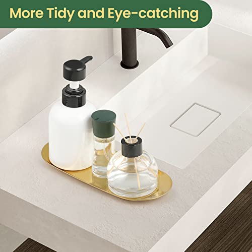 Wikapy 2PACK Gold Decorative Tray, Bathroom Vanity Tray for Dresser Counter, Stainless Steel Jewelry Dish Tray for Decor, Perfume Ring Key Candle Organizer Tray, Oval - Image 4
