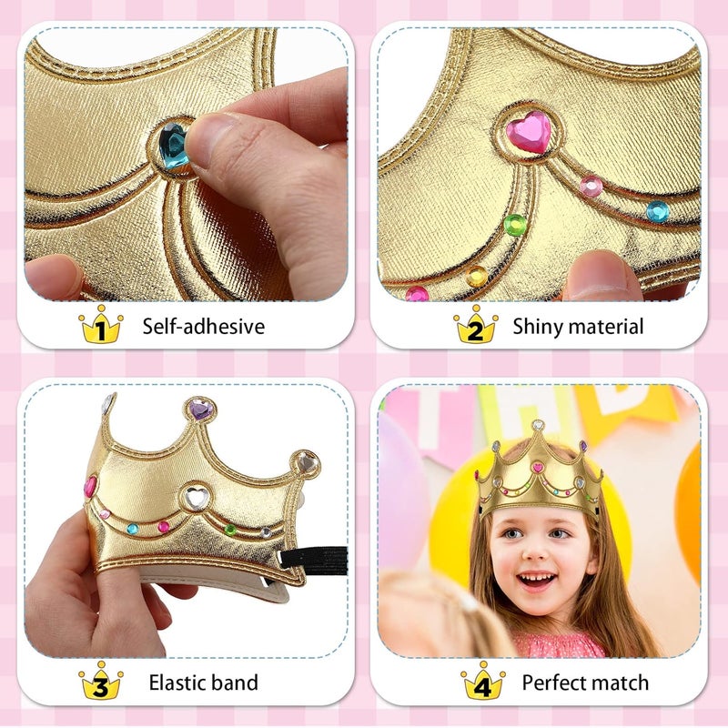 Jexine 100 Pieces Foam Crowns Set for Kids Princess Tiaras Making Kits 60 Pcs Foam Princess Crowns and 40 Sheets Crystal Diamond Sticker for Kids Party Supplies Decoration Craft - Image 5