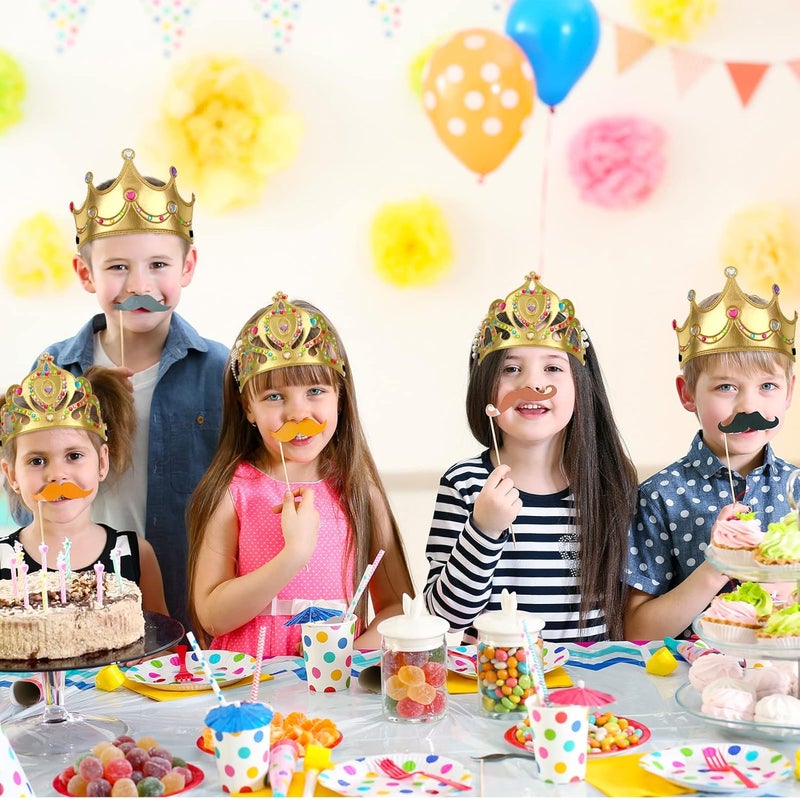 Jexine 100 Pieces Foam Crowns Set for Kids Princess Tiaras Making Kits 60 Pcs Foam Princess Crowns and 40 Sheets Crystal Diamond Sticker for Kids Party Supplies Decoration Craft - Image 4