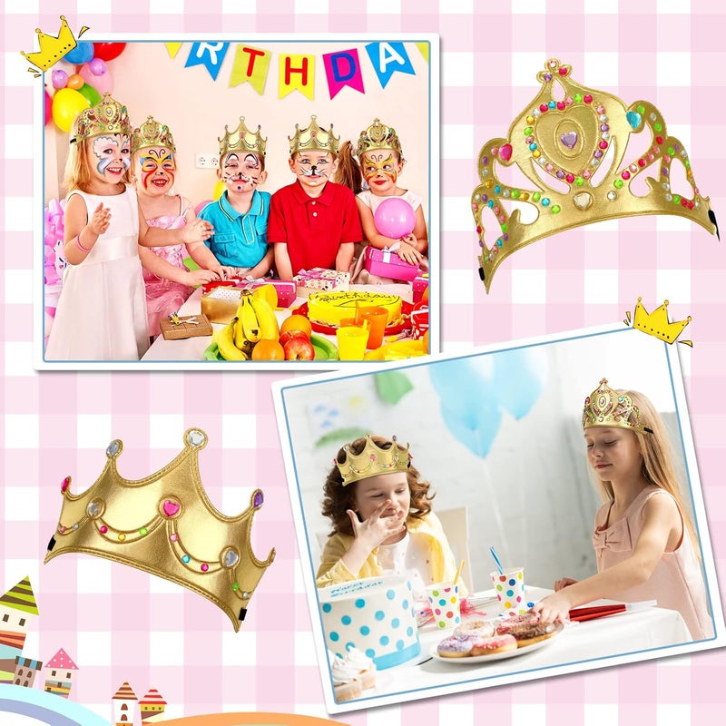 Jexine 100 Pieces Foam Crowns Set for Kids Princess Tiaras Making Kits 60 Pcs Foam Princess Crowns and 40 Sheets Crystal Diamond Sticker for Kids Party Supplies Decoration Craft - Image 3