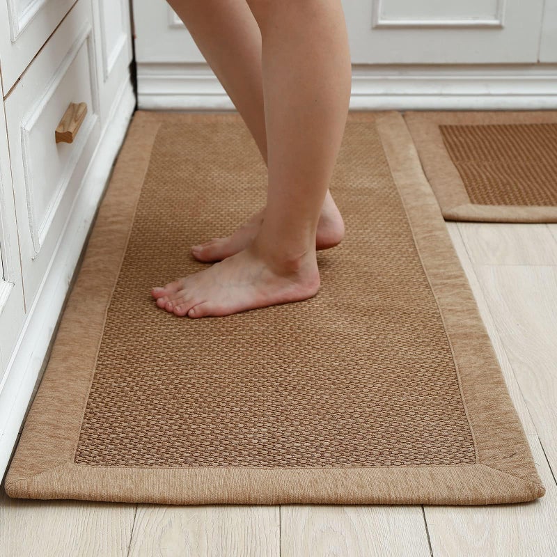LUFEIJIASHI Kitchen Rugs and Mats Non Skid Washable Set of 2 PCS Absorbent Kitchen Runner Rugs Farmhouse Kitchen Floor Mats for in Front of Sink 195x315195x47