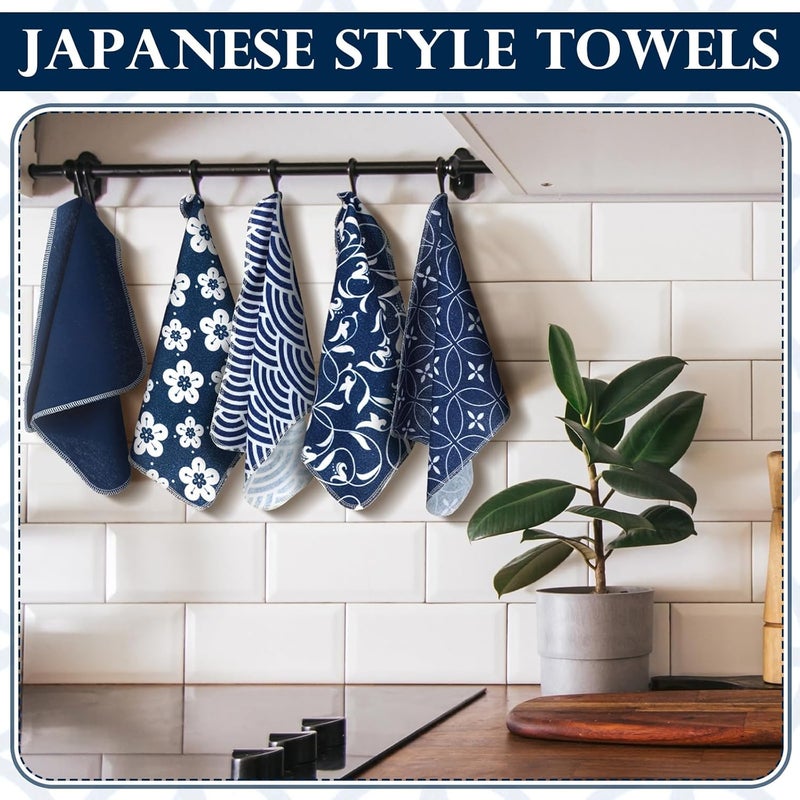 Noveread 36 Pack Japanese Reusable Cleaning Cloths Washable Cotton Kitchen Towels for Home (Blue) - Image 2