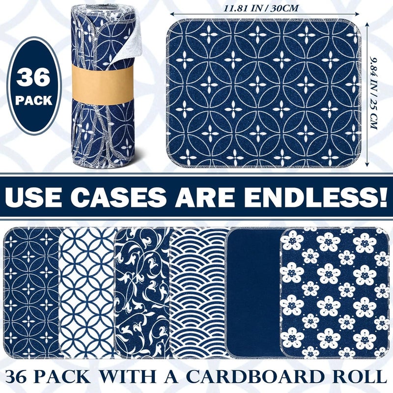 Noveread 36 Pack Japanese Reusable Cleaning Cloths Washable Cotton Kitchen Towels for Home (Blue) - Image 5