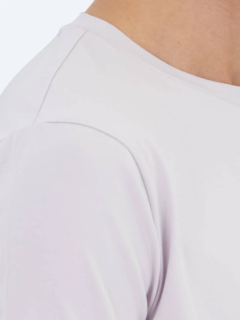 Kip Purple Plain Crew Neck Cotton Blended T-Shirt - Image 5