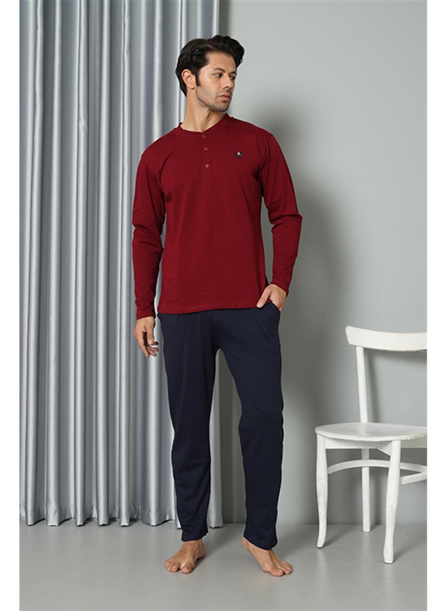 Men's Long Sleeve Combed Cotton Claret Red Pajama Set 6841 - pzsku/Z2D341BF01507CE3BCC1CZ/45/_/1735827002/357e2ae8-5744-43fb-a86a-1fcce51ae3d2