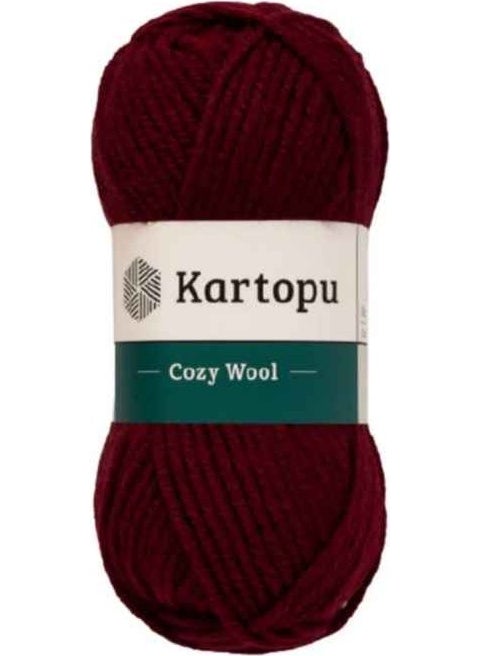 Kartopu - Cozy Wool K1116 Dark Claret Red 25% Wool Blend Thick Knitting Yarn Scarf & Beret Yarn - Image 1