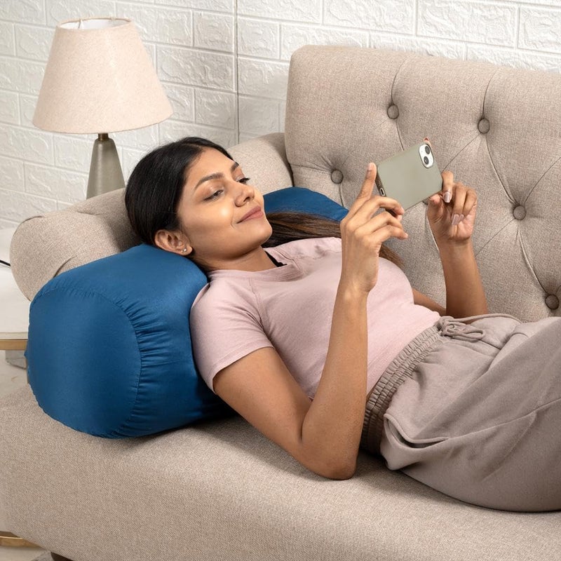 Wakefit مجموعة وسائد بولستر ناعمة من ويكفيت 2 25x10 بوصة قماش ميكروبيتش منتهى للسرير والأريكة والديوان باللون الأزرق الفاتح - Image 5