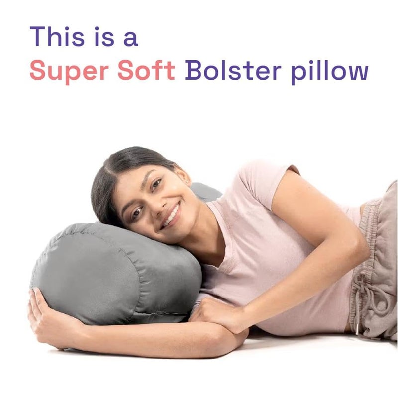 Wakefit مجموعة وسائد بولستر ناعمة من ويكفيت 2 25x10 بوصة قماش ميكروبيتش منتهى للسرير والأريكة والديوان باللون الأزرق الفاتح - Image 4