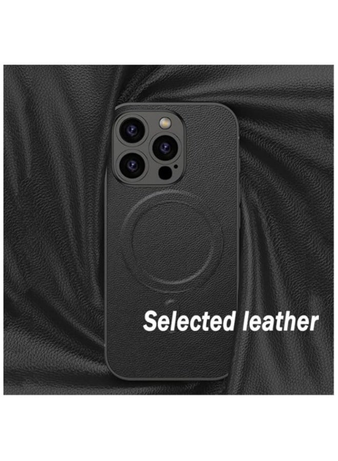 Case for iPhone 16 Pro Max, Magnetic Leather Case 【Compatible with Mag-Safe】, Slim Galvanized Containment Case, Full Lens Protective Case  - Image 2