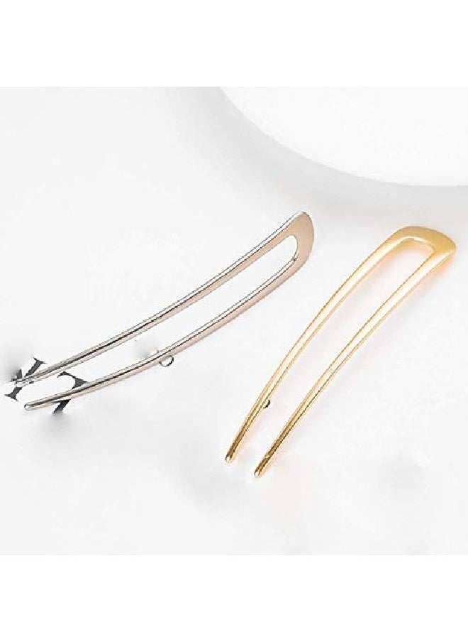 Teensery 2 Pcs 4" Ushape Hairpins Alloy Simple Hair Stick Pin Hair Accessories For Women And Girls  - Image 3
